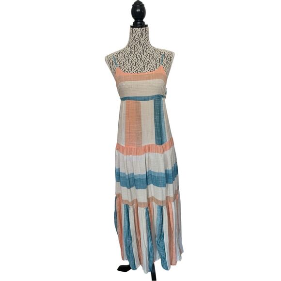 L*Space Santorini Striped Tiered Cover-Up Dress in Paraiso Stripe Size XS - Picture 4 of 12
